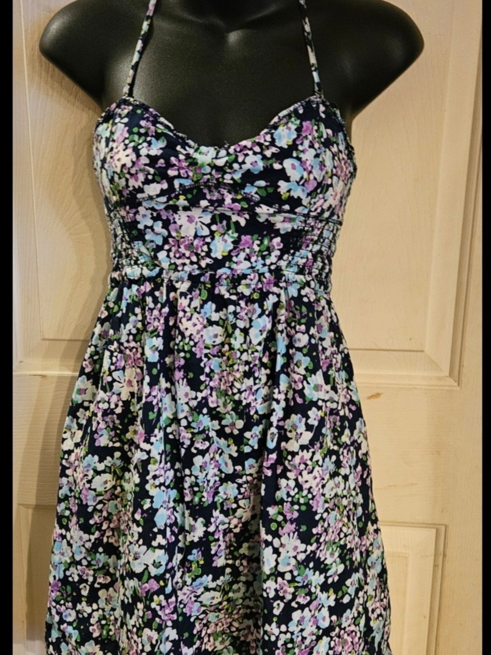 Aeropostale Navy Floral Halter Mini Dress